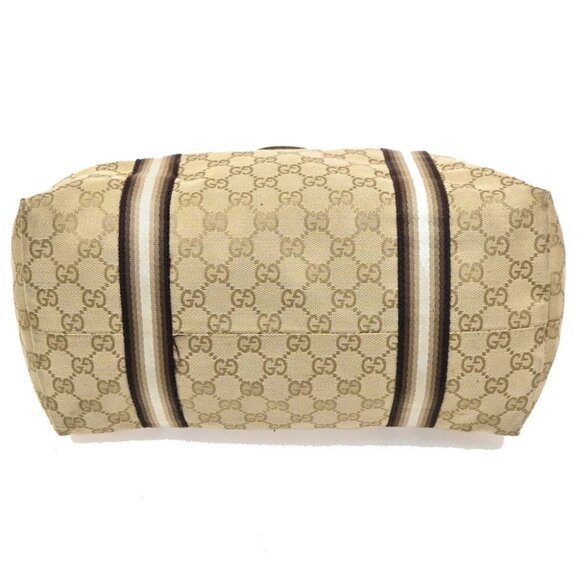 GUCCI GG Sherry Line ShoulderTote Bag Canvas Leather Beige Italy - Picture 6 of 14